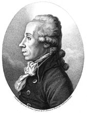 Image de profil gravé d'un homme mi-âge avec le front haut. La personne porte un manteau et un foulard.