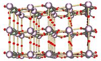 Ball et bâton modèle de la structure cristalline en couches contenant deux types d'atomes.