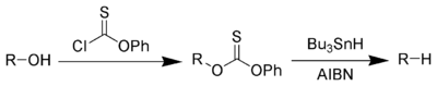 Barton-McCombie Désoxygénation Scheme.png