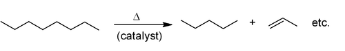Craquage de n-octane + pentane pour donner du propène