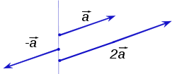 La multiplications scalaires 2a et -a d'un vecteur d'une