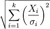 \ Sqrt {\ sum_ {i = 1} ^ k \ left (\ frac {} {X_i \ sigma_i} \ right) ^ 2}