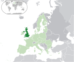 Deux îles situées au nord-ouest de l'Europe continentale. Surbrillance sont l'île plus grande et la cinquième de nord-est de la petite île à l'ouest.