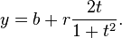 y = b + r \ frac {} {2t + 1 t ^ 2}. \,