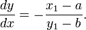 \ Frac {} {dx dy} = - \ frac {x 1-a} {b}-y_1.
