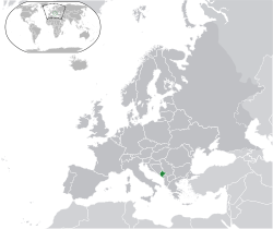Situation du Monténégro (Vert) en Europe (Gris foncé) - [Légende]