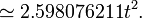 \ Simeq 2,598076211 t ^ 2.