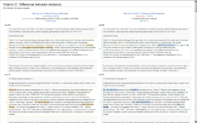 Page web comparant côte-à-côté d'un article soulignant changé paragraphes.
