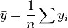 \ Bar y = \ frac {1} {n} \ sum y_i
