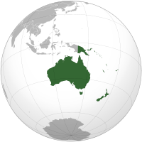 Une projection orthographique de géopolitique Océanie.