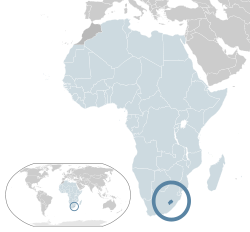 Localisation du Lesotho (bleu foncé) - en Afrique (gris bleu et foncé) - dans l'Union africaine (bleu clair)