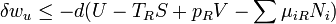 \ Delta w_u \ le -d (U - T_R S + p_R V - \ sum \ mu_ {} iR N_i) \,