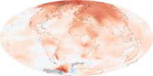 Carte de changements de température à travers le monde