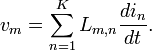 \ Displaystyle v_ {m} = \ sum \ limits_ {n = 1} ^ {} K L_ {m, n} \ frac {di_ {n}} {dt}.