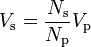 V_ \ text {s} = \ frac {N_ \ text {s}} {N_ \ text {p}} V_ \ text {p}