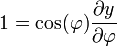1 = \ cos (\ varphi) \ frac {\ y partielle} {\ partial \ varphi}
