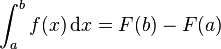 \ Int_a ^ b f (x) \, \ mathrm dx = F (b) - F (a)