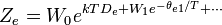 Z_e = W_0 e ^ {kT D_e + W_1 e ^ {- \ theta_ {e1} / T} + \ cdots}