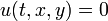 u (t, x, y) = 0