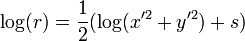 \, \ Log (r) = \ frac12 (\ log (x ^ 2 + y ^ 2) + s)