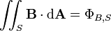 \ Iint_S \ mathbf {B} \ cdot \ mathrm {d} \ mathbf {A} = \ Phi_ {B, S}