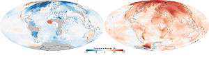 Les températures dans la plupart des régions du monde ont été plus chaudes dans les années 1980 par rapport aux années 1880