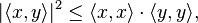 | \ Langle x, y \ rangle | ^ 2 \ leq \ langle x, x \ rangle \ cdot \ langle y, y \ rangle,