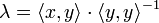 \ Lambda = \ langle x, y \ rangle \ cdot \ langle y, y \ rangle ^ {- 1}