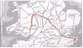 Carte montrant Watling Street