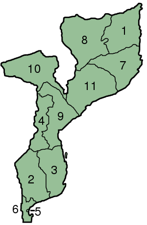 Carte du Mozambique avec la province a mis en évidence