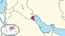 Emplacement et l'étendue du Koweït (rouge) sur la péninsule arabique.