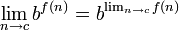 \ N \ lim_ {} b à c ^ {f (n) = b} ^ {\ {n \ lim_ à c} f (n)}