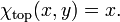 \ Chi _ {\ mathrm {}} top (x, y) = x. \, \!