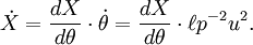 \ \ El punto X = \ frac {dx} {d \ theta} \ cdot \ dot \ theta = \ frac {dx} {d \ theta} \ cdot \ ell p ^ {- 2} u ^ 2.