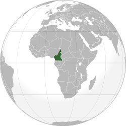 Ubicación de Camerún sobre el mundo.