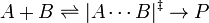 A + B \ rightleftharpoons | A \ cdots B | ^ {\ ddagger} \ rightarrow P