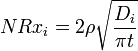 NRx_i = 2 \ rho \ sqrt {\ frac {D_i} {\ pi t}}
