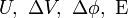 U, \ \ Delta V, \ \ Delta \ phi, \ \ Epsilon