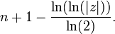 n + 1- \ frac {\ ln (\ ln (| z |))} {\ ln (2)}.