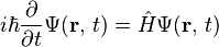 {I \ hbar \ frac {\ partial} {\ t parcial} \ Psi (\ mathbf {r}, \, t) = \ hat H \ Psi (\ mathbf {r}, \, t)}