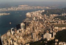 Una vista del cielo de la isla de Hong Kong