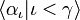 \ Langle \ alpha _ {\ ápice} | \ ápice <\ gamma \ rangle