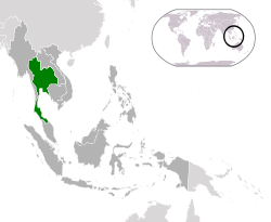 Ubicación de Tailandia (verde) en la ASEAN (gris oscuro) - [Leyenda]