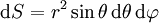 \ Mathrm dS = r ^ 2 \ sin \ theta \, \ mathrm d \ theta \, \ mathrm d \ varphi