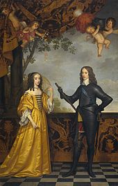 Retrato de María, Princesa Real, en un vestido amarillo y Guillermo II con un traje negro