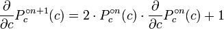 \ Frac {\ partial} {\ partial {c}} p_c ^ {\ circ n + 1} (c) = 2 \ cdot {} p_c ^ {\ circ} n (c) \ cdot \ frac {\ partial} { \ partial {c}} p_c ^ {\ circ} n (c) + 1