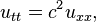 u_ {tt} = c ^ 2 u_ {xx}, \,