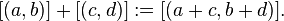 [(A, b)] + [(c, d)]:. = [(A + c, b + d)] \,